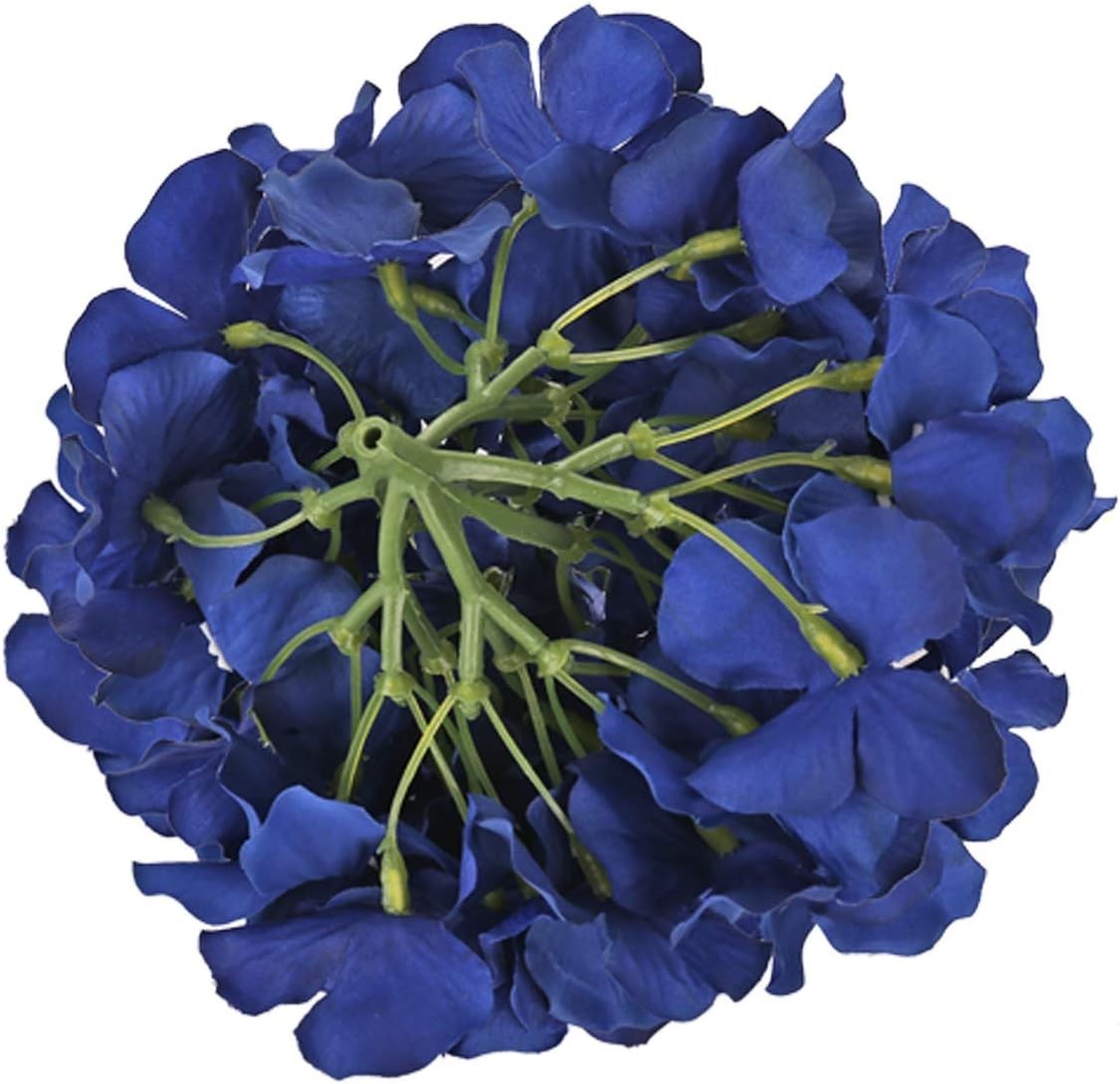 Artificial Silk Hydrangea Heads with Stems 10 Pack Royal Blue for Home Weddin…