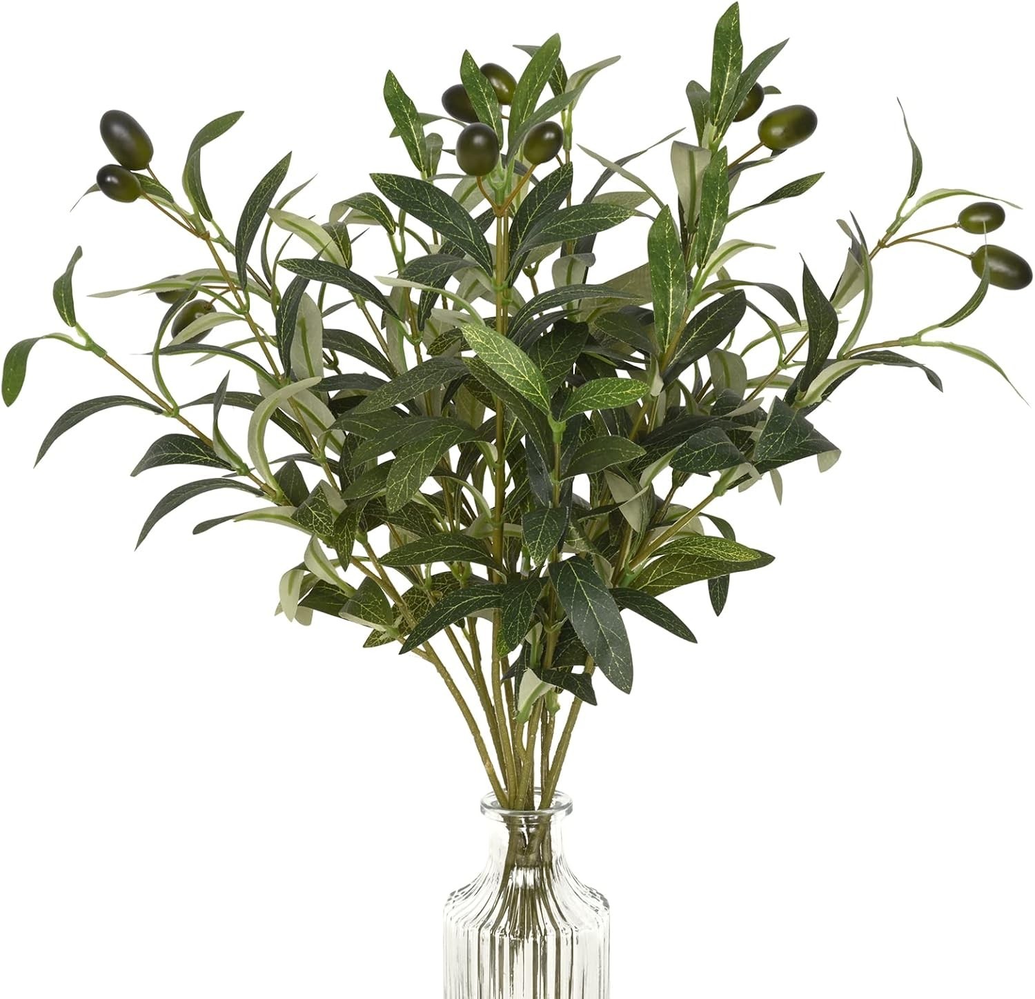 18-Inch Faux Olive Branches – Lifelike Olive Decor for Stylish Vases – Set of 3