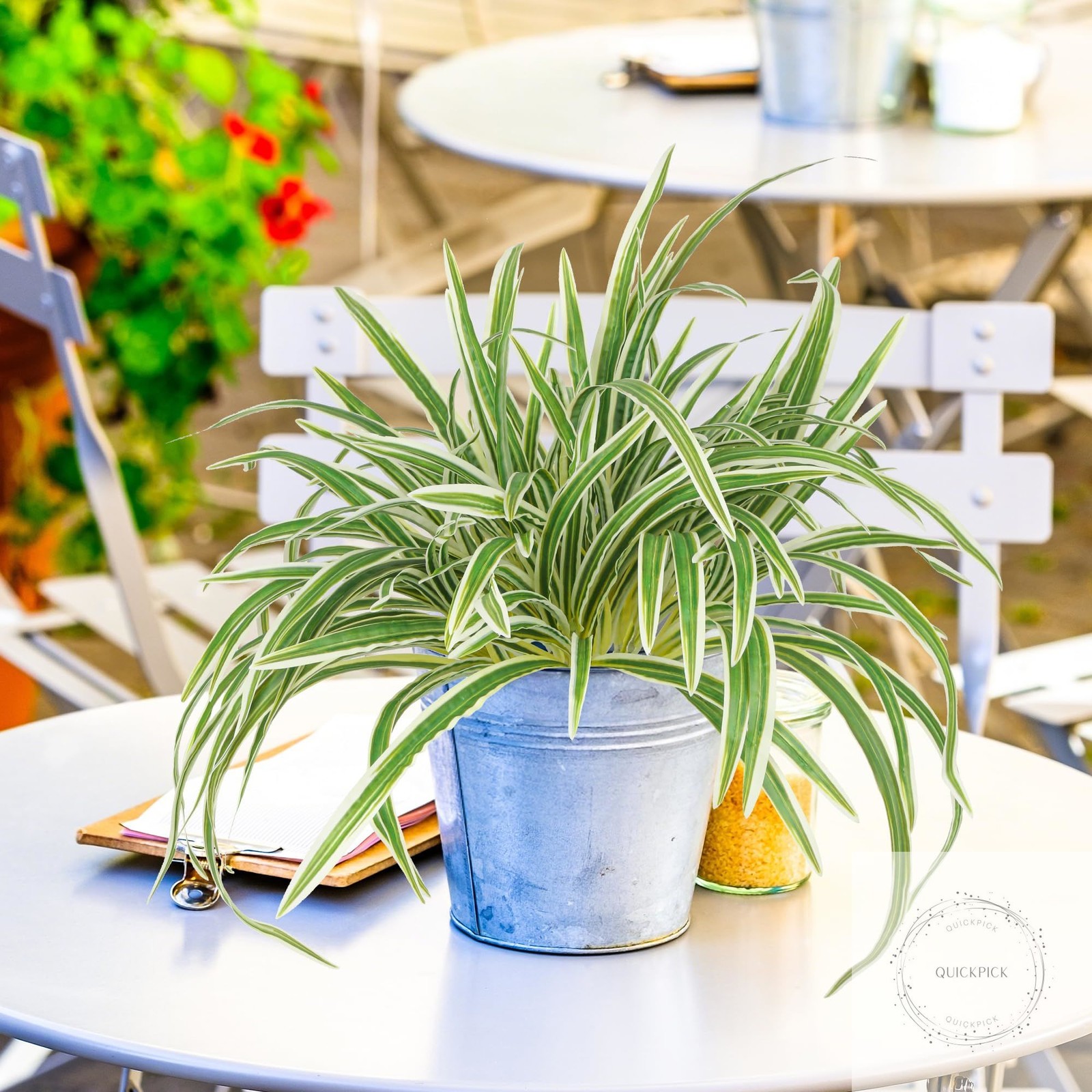 2 Packs Artificial Spider Plant Large 23.6In Fake Greenery Plants UV Resistant O