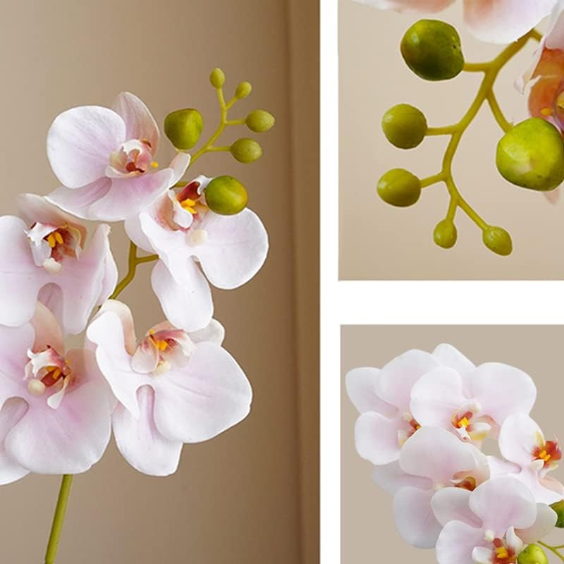 4-Pcs Artificial Flowers Real Touch Latex Phalaenopsis 17.7inch Artificial Orchi