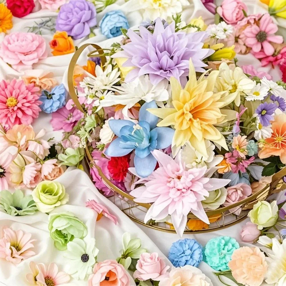 20/52Pcs Random Mix Artificial Flowers Silk Fake Flowers for Home Room Decor DIY