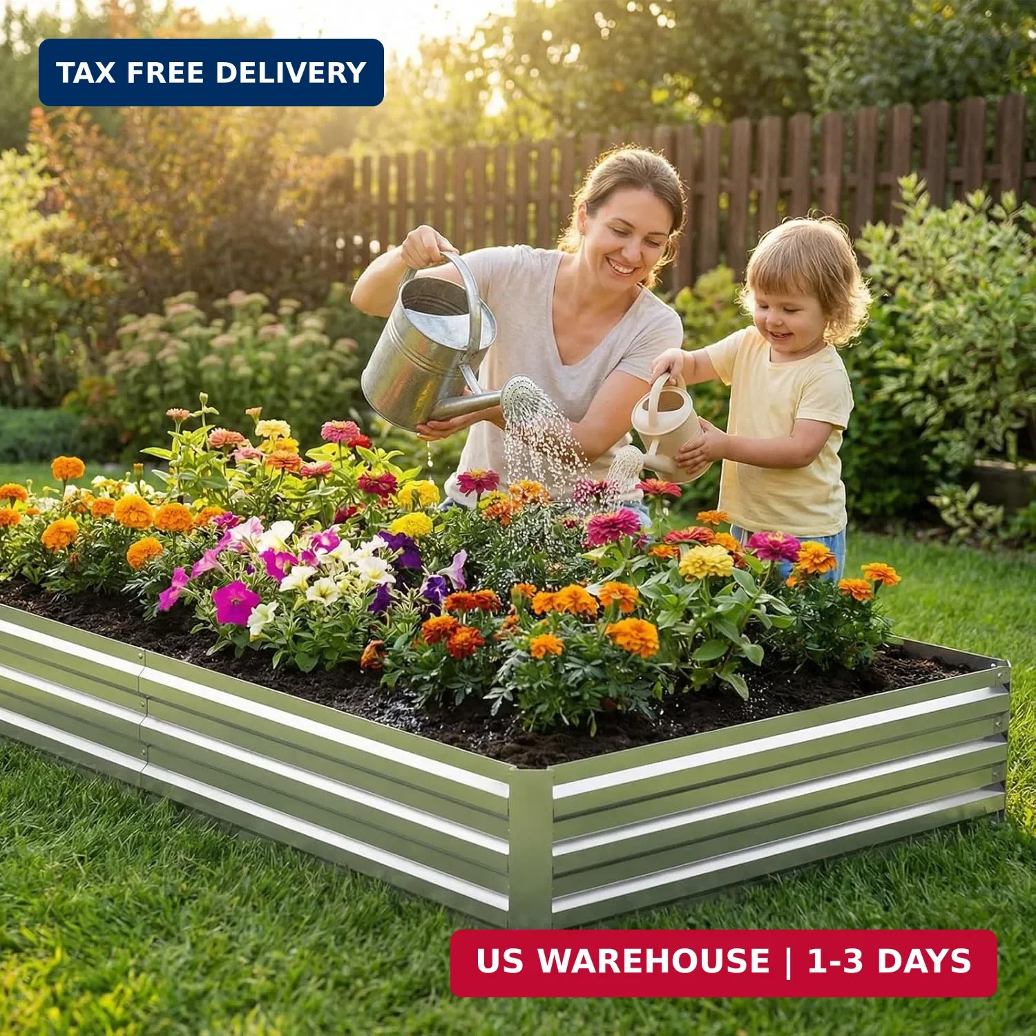 6x3x1FT Galvanized Raised Garden Bed, Metal Planter, Silver,1 Pack | Thick Galva