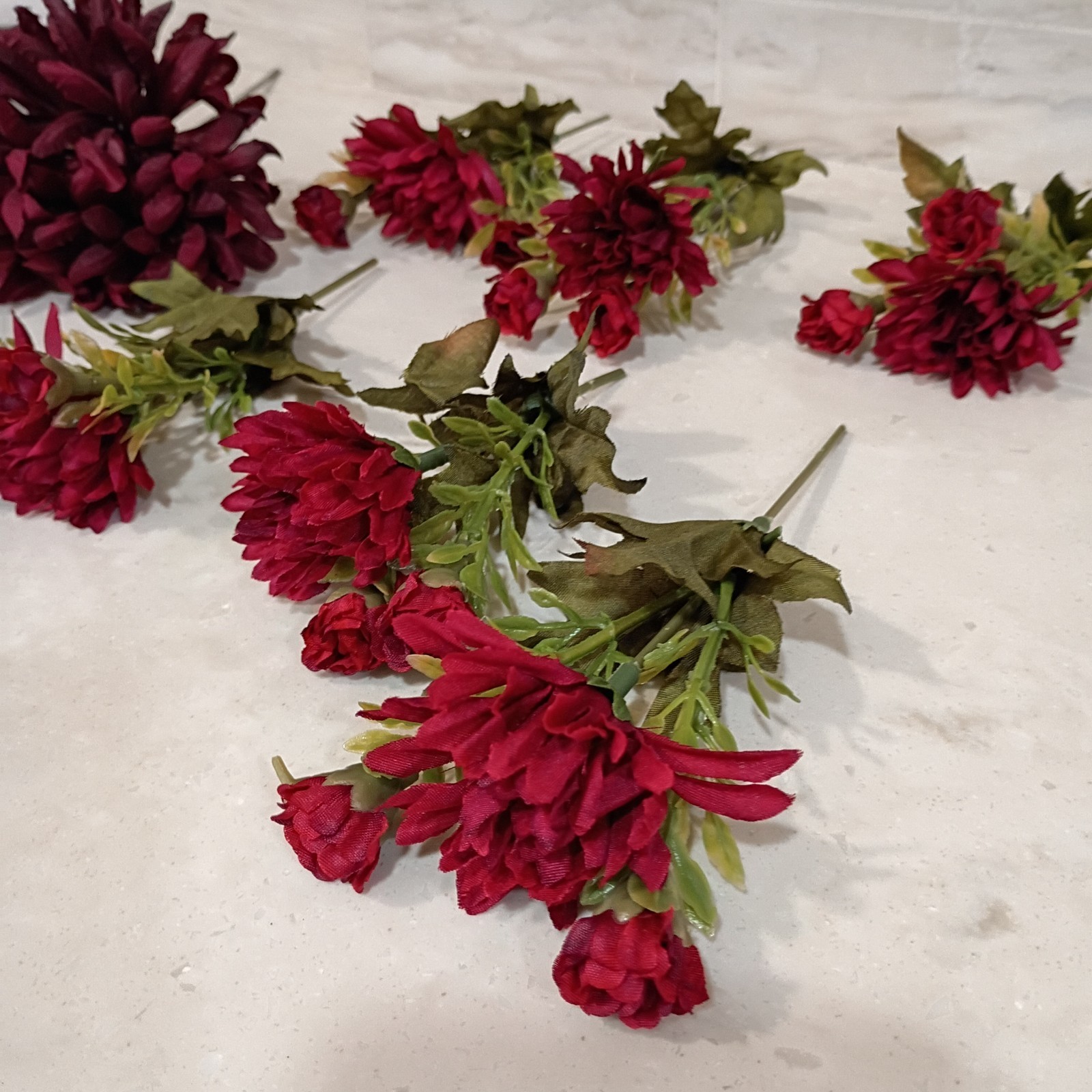 Dark Burgundy Flower Stems 16 Stems, 67 Artificial Flower Buds