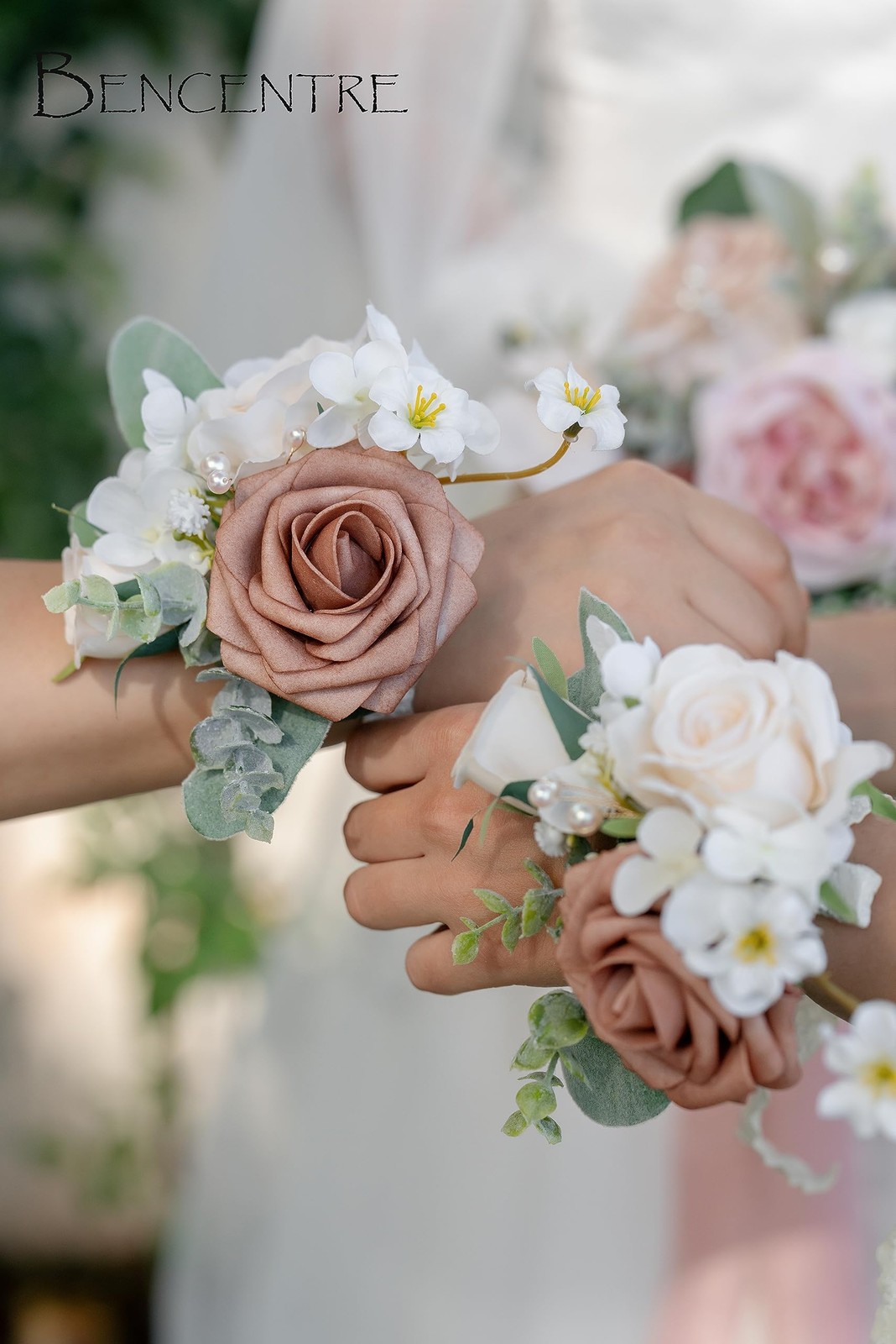 6 PCS Dusty Rose Corsage Wedding Prom Party Hand Flower Bridesmaid Decor