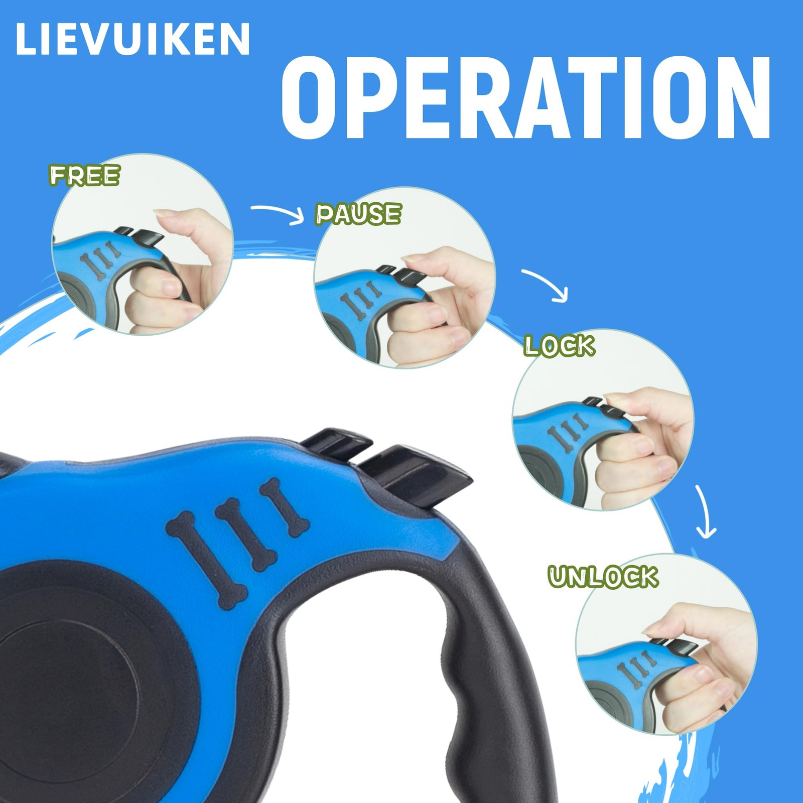 Retractable Dog Leash Automatic Telescopic Tractor 16FEET, Blue