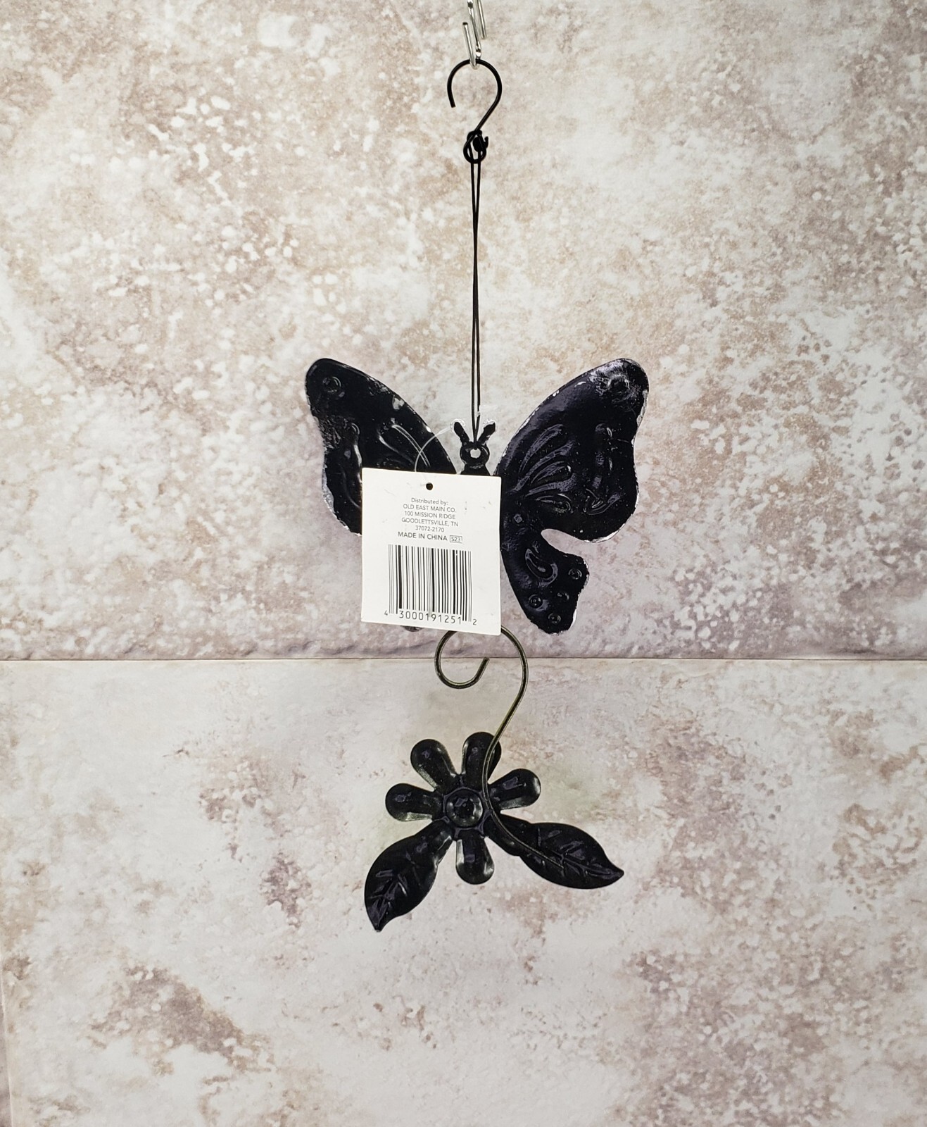 Butterfly & Flower Decorative Hanging Indoor Outdoor Metal Sign True Living NWT