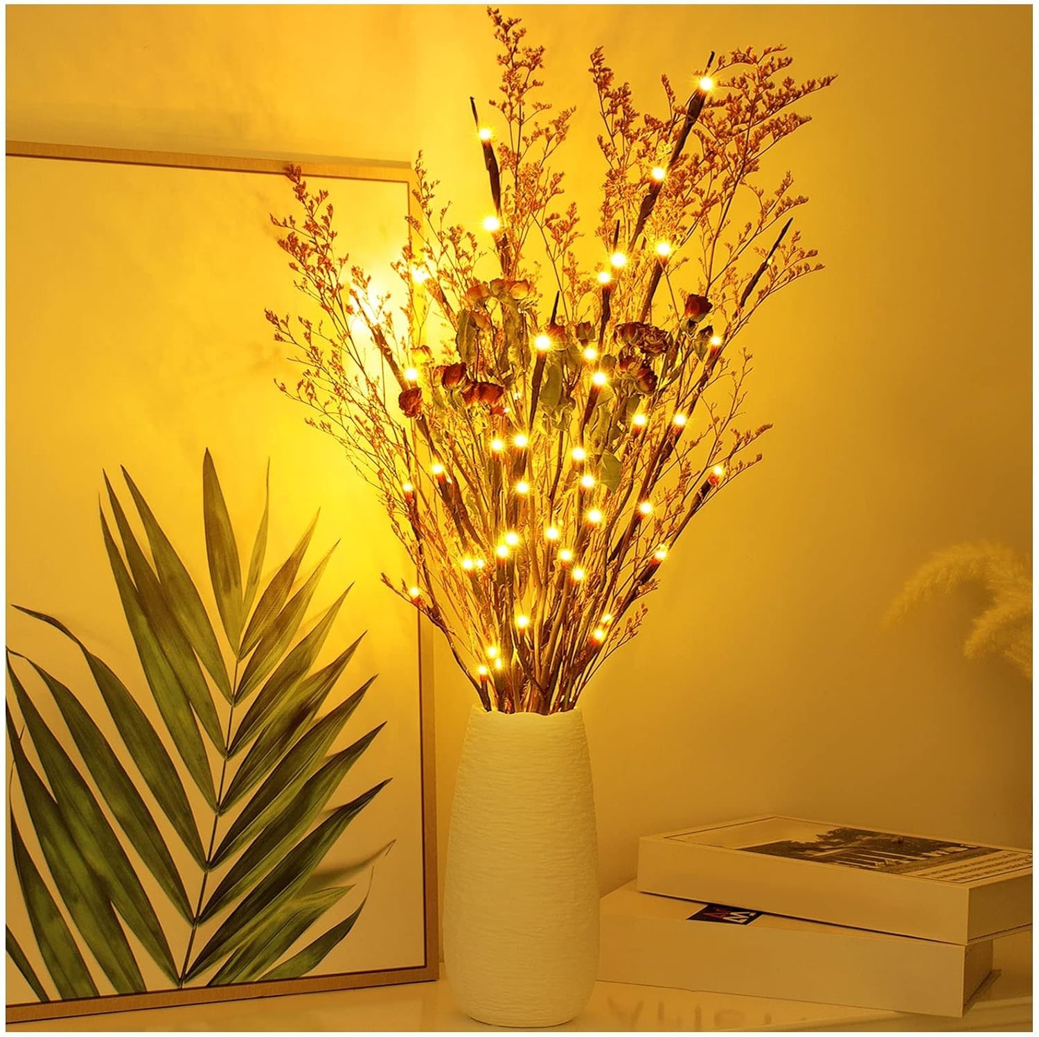 Elegant Lighted Twigs with 20 Bright Bulbs – 30 Inch Warm Yellow for Indoor &…