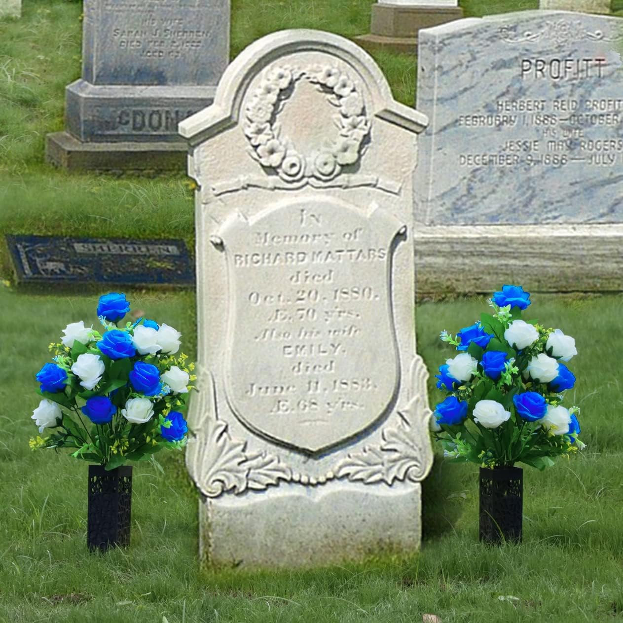 2 Sets Artificial Cemetery FlowersMemorial FlowersBeautiful Arrangements for …