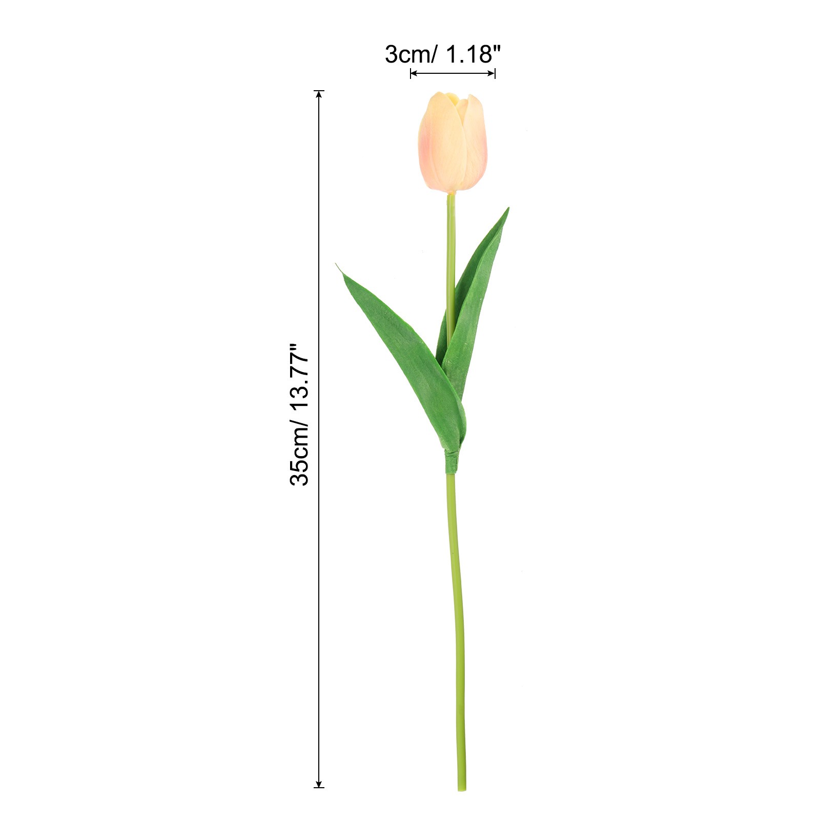 24Pcs Fake Tulips Artificial Flowers PU Tulips with Stems Pale yellow