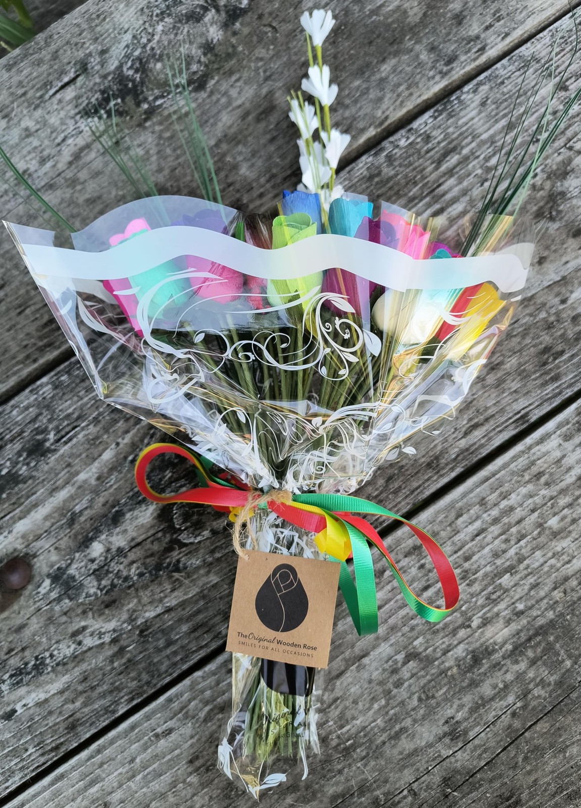 36 Pcs Assorted Colors Wooden Rose Closed Bud Bouquets Flower Gift Decor
