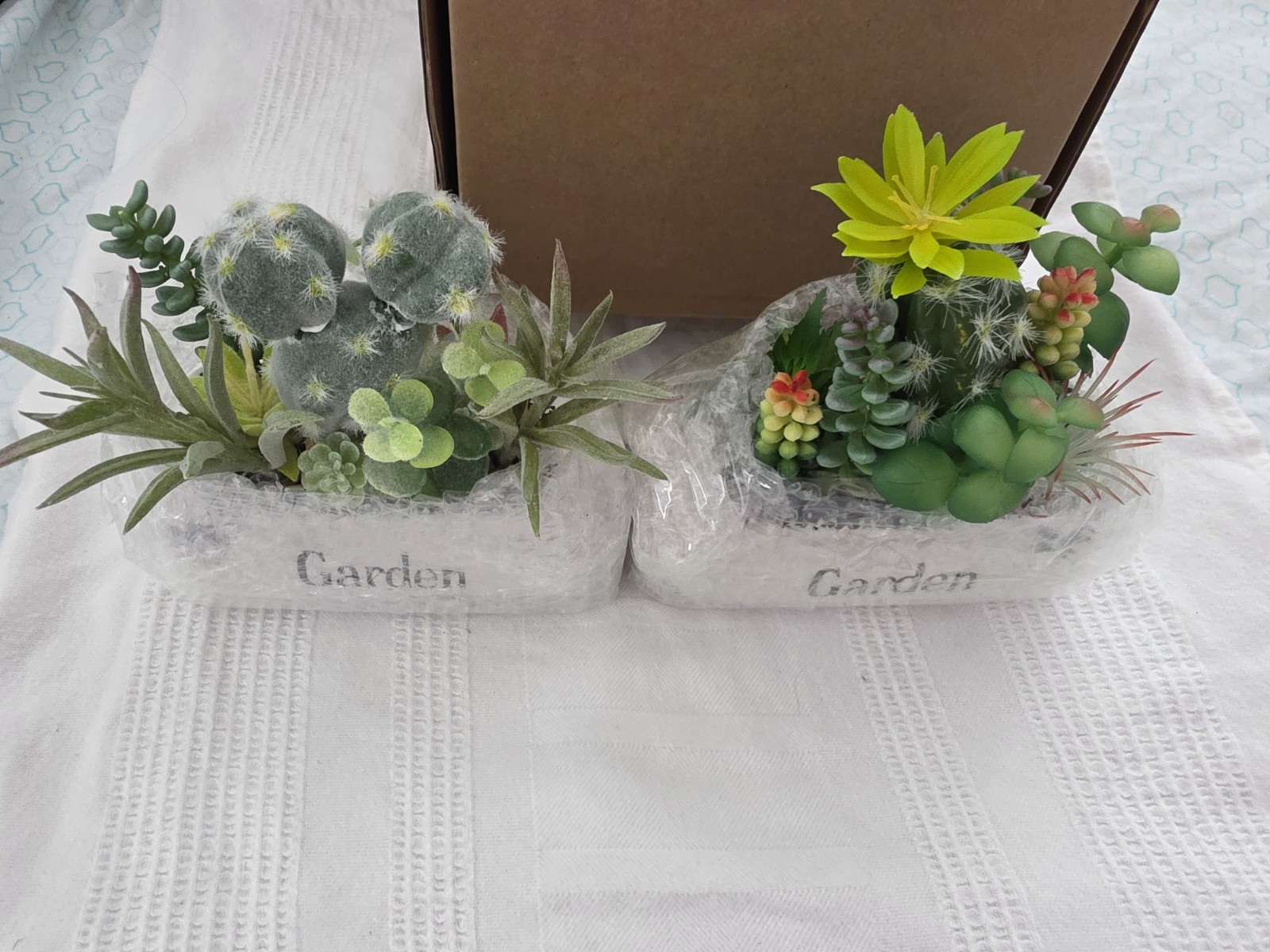Arnore Florals Artificial Succulent & Cactus Garden Planters Set of 2 4in