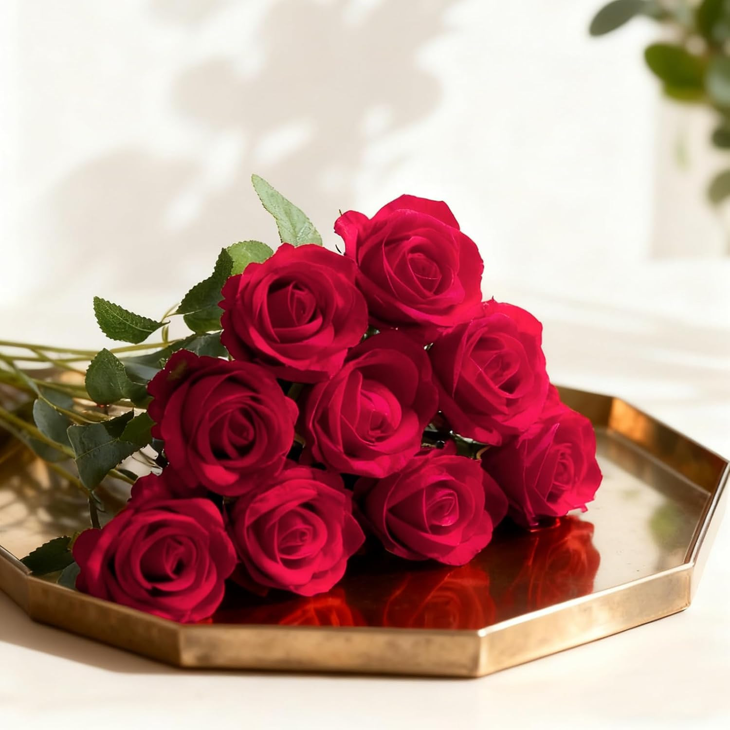 100 Pcs Red Fake Roses Bulk Artificial Flowers, Artificial Velvet Silk Roses Bou