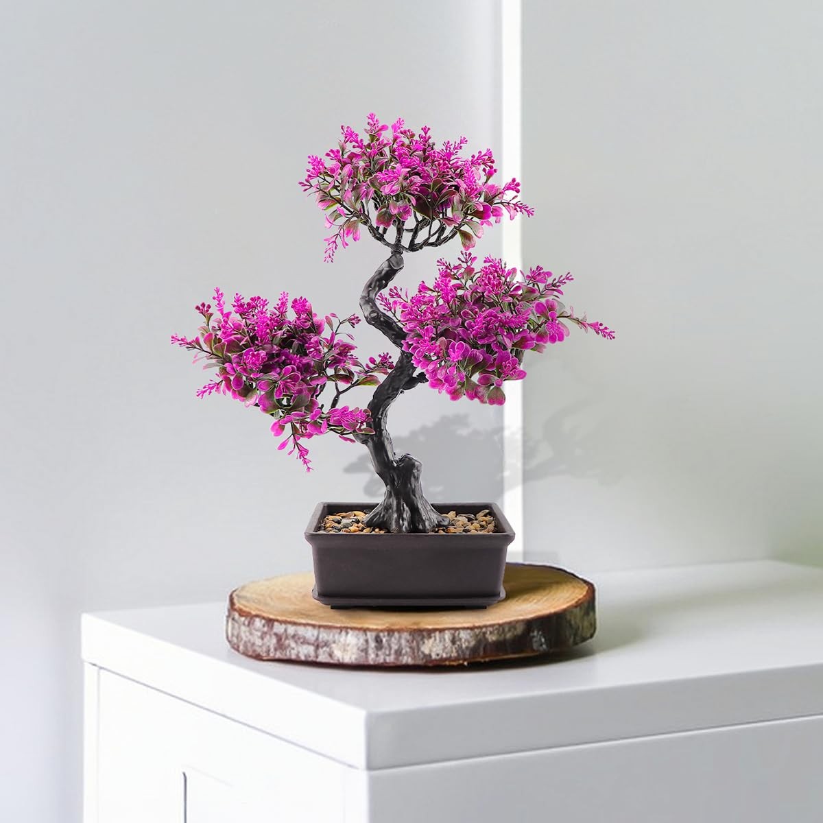 Artificial Bonsai Tree Fake Plants Lifelike Plastic Green Home Office Decor