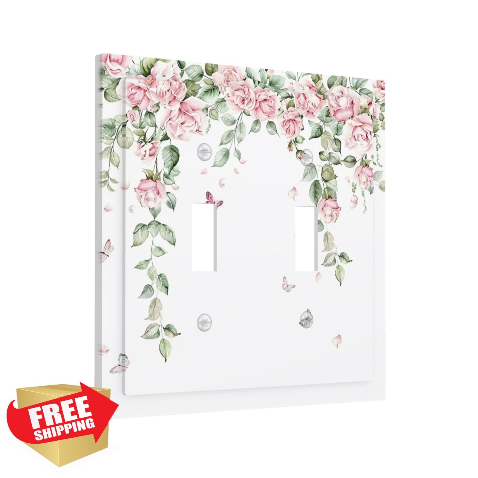 Ihsourgnitnem Double Toggle Pink Rose Watercolor Floral Plant