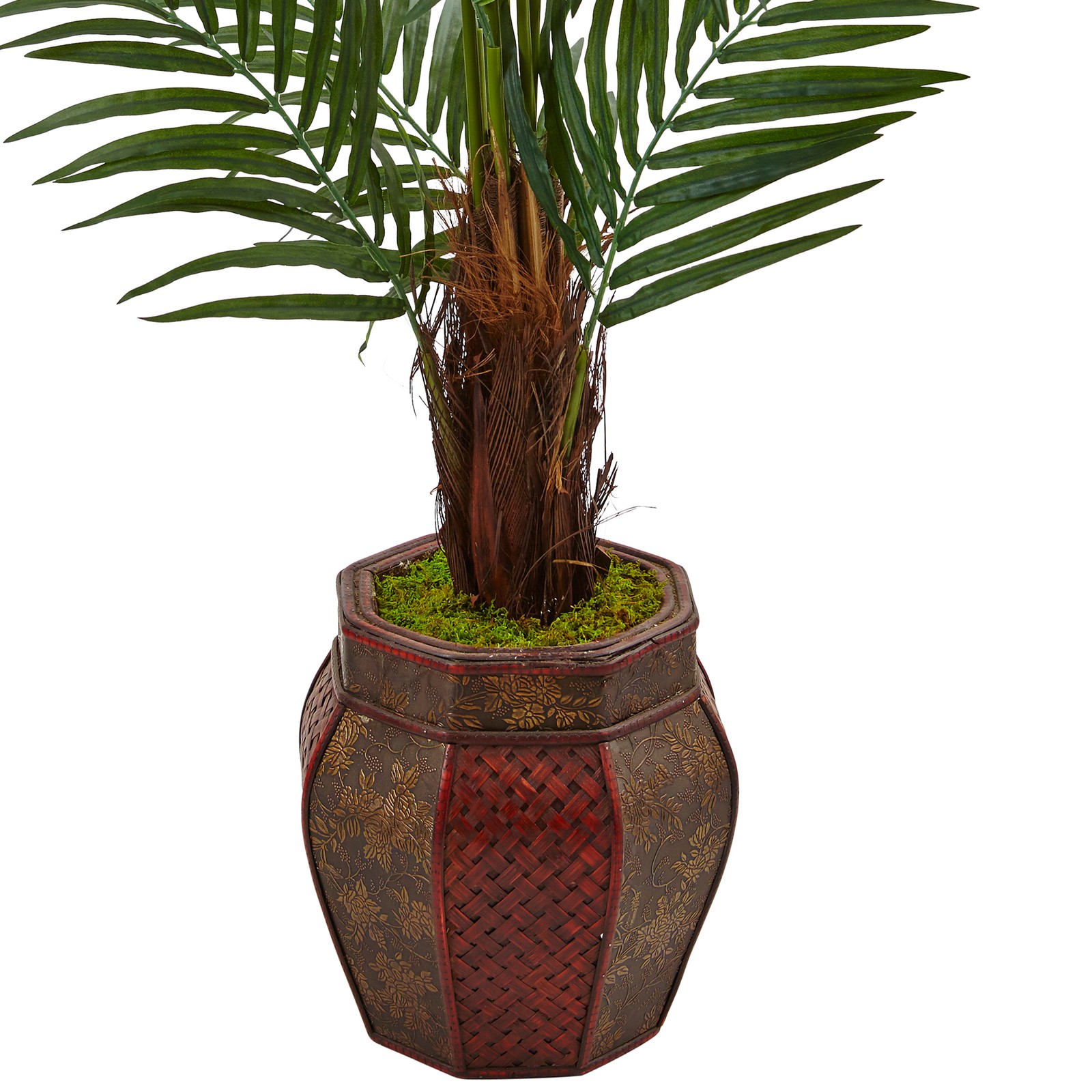 Nearly Natural 5ft Areca Palm Artificial Tree in Weave Planter in Green