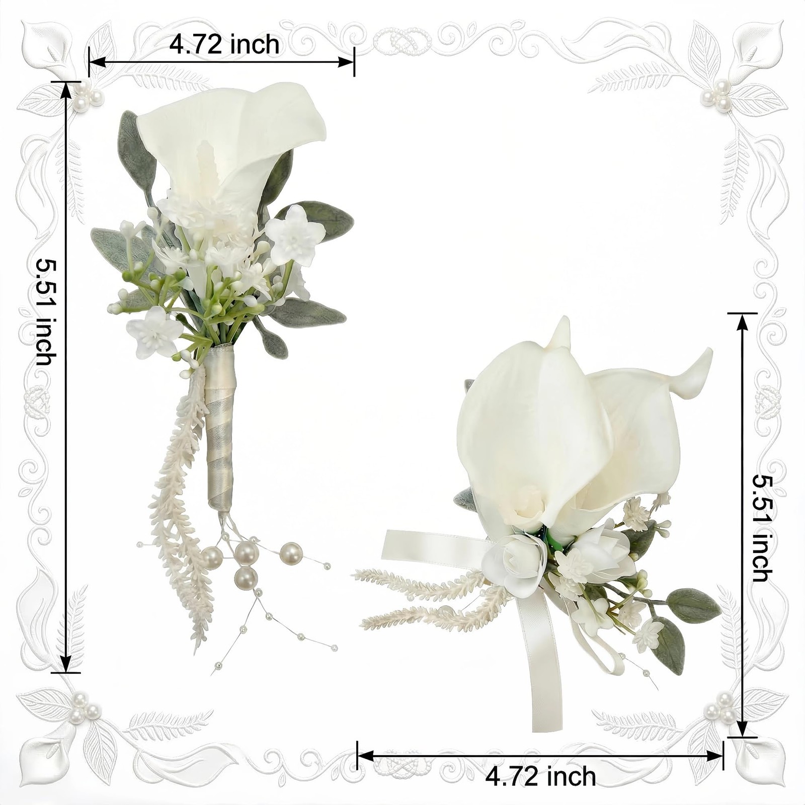 White Corsage And Boutonniere Set Wrist Kit For Men Women Prom Party Wedding