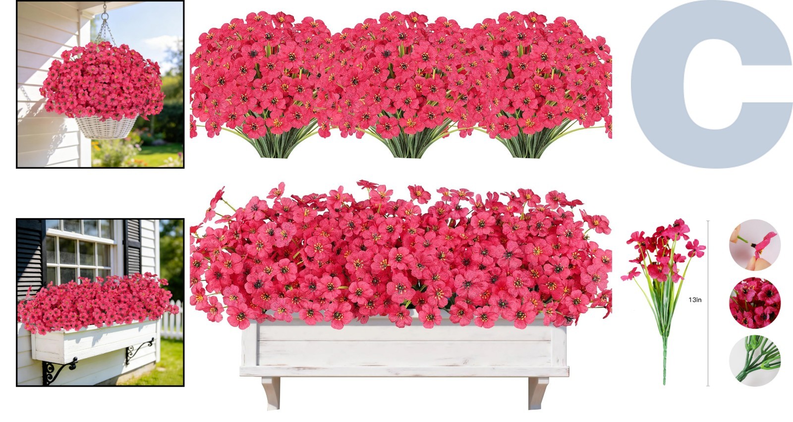 Vibrant 20 Bundle Faux Flowers – UV Resistant, No Fade Beauty for Any Occasion