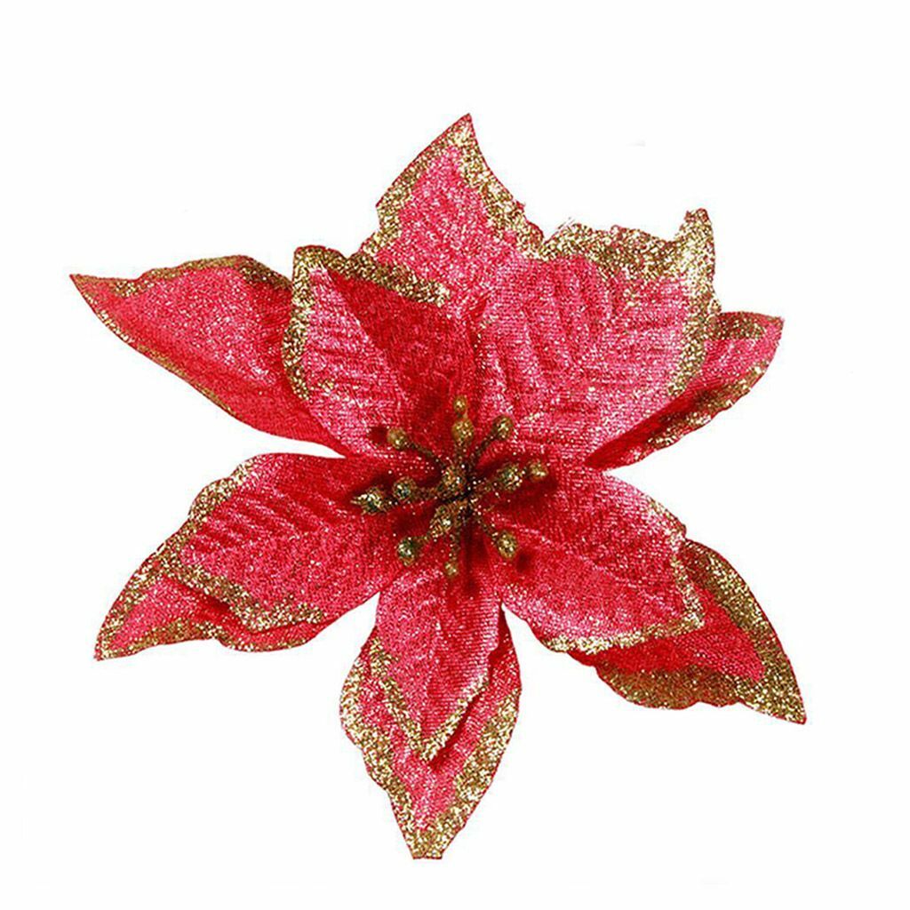 12Pcs Glitter Christmas Flower Tree Hanging Ornaments Festival Xmas Decor Prop