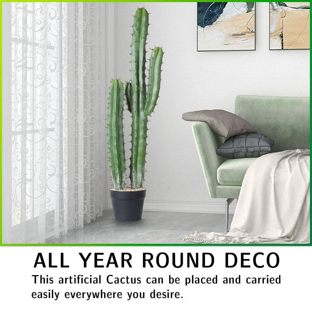 9 In. 36 In. Green Indoor/Outdoor Artificial Plant Cactus Faux Succulent for Hom
