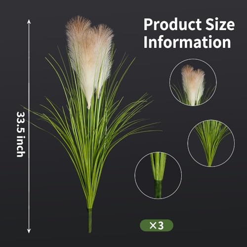 Artificial PlantsPCS 33.5“Fake Plant Tall Onion Fake 4 Onin Grass+pampas