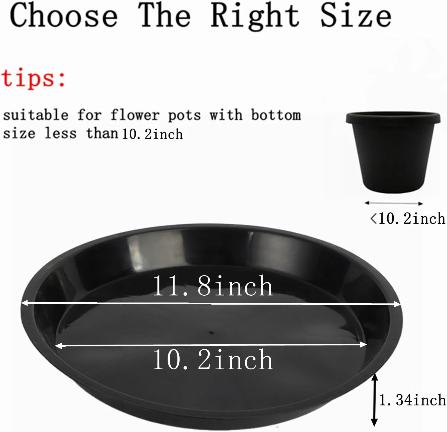 6 Pack Plant Saucer 12 Inch Plastic Plant Tray, Sturdy and Durable Flower Pot Co
