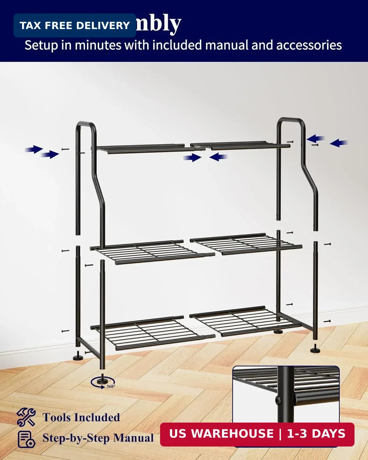 Kitsure Plant Stand Indoor & Outdoor – 3-Tier Metal Plant Shelf with Adjustable