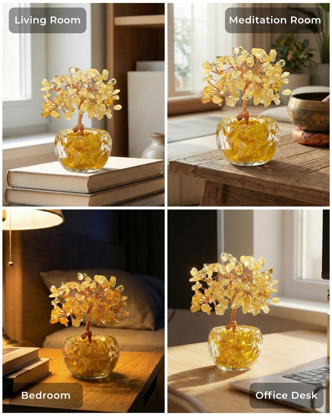 Citrine Crystal Tree of Life – Natural Gemstone Feng Shui Bonsai – Healing Cr…