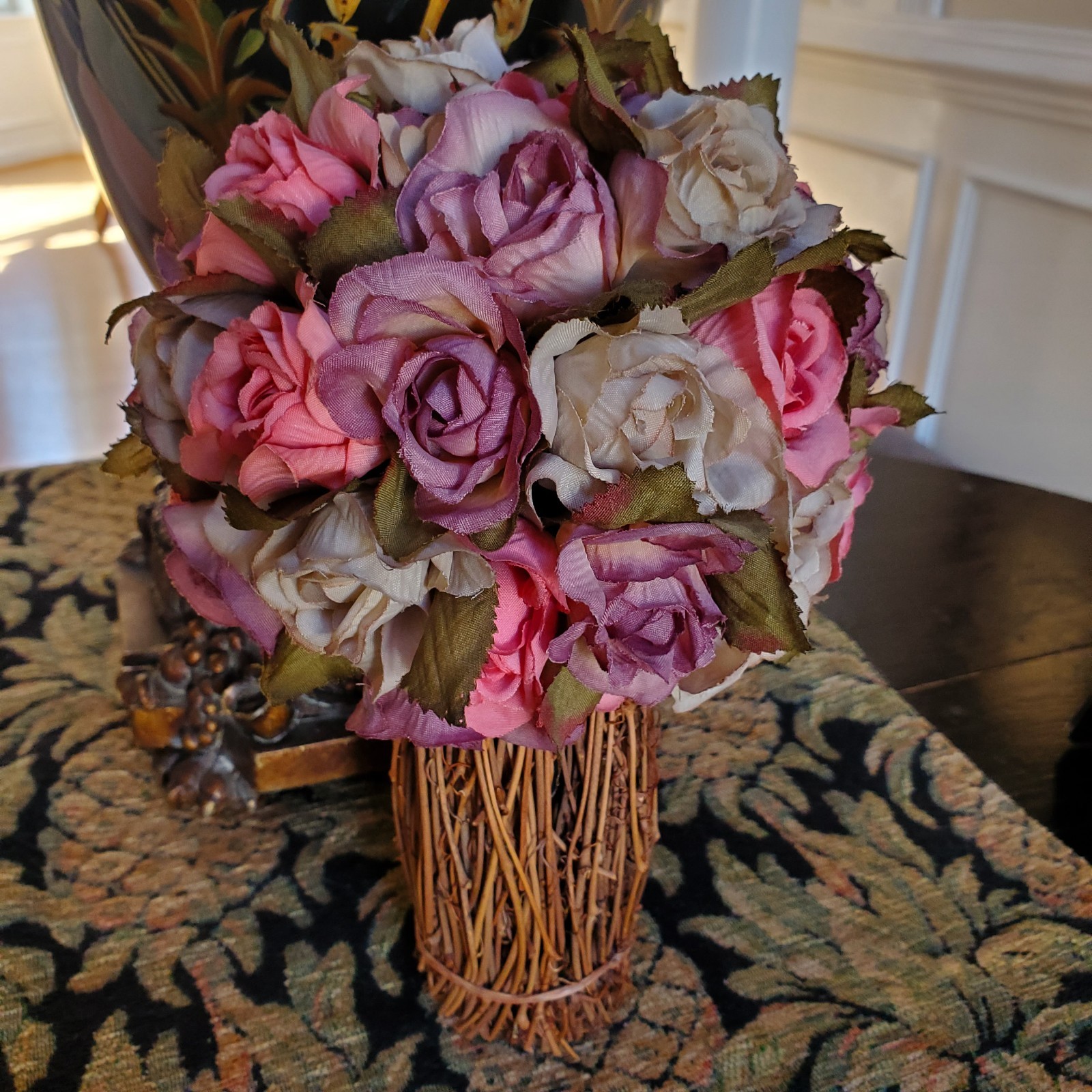 Rose Topiary Willow Base Table Tap Display Wedding Bouquet Vase Insert VINTAGE