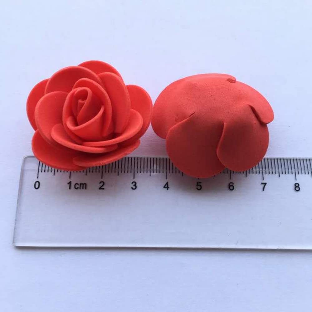 Mini Fake Roses 3.5cm Red Foam Artificial Flowers DIY Crafts Decoration 100 PCS