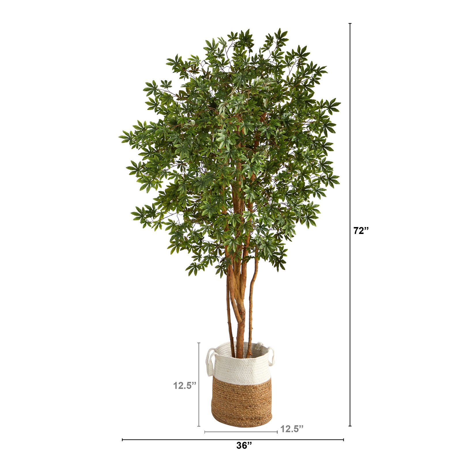 Nearly Natural 6ft Japanese Maple Artificial Tree in Natural Jute/Cotton Planter
