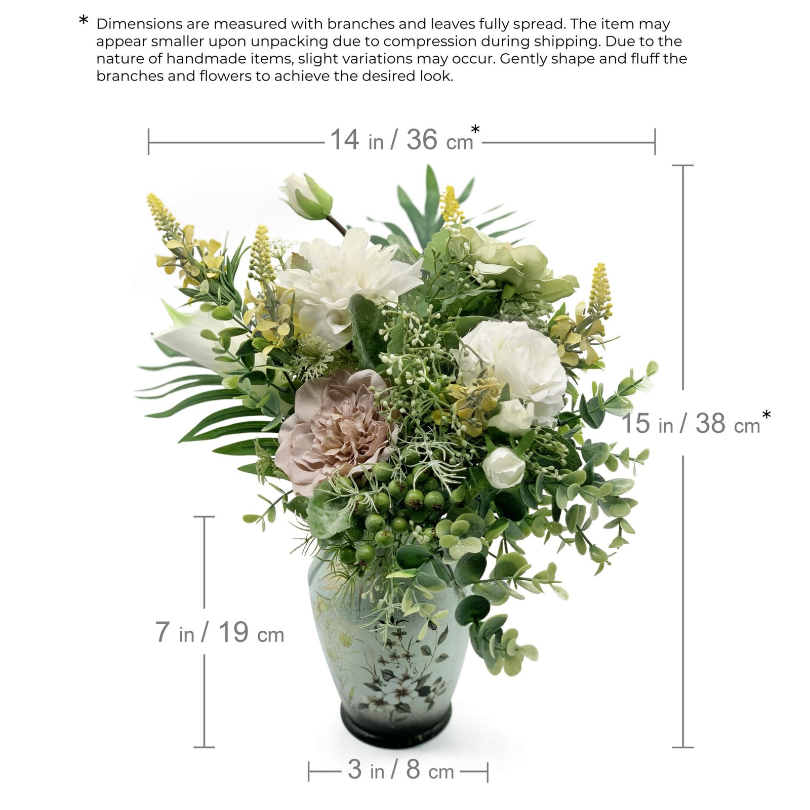 Faux Flowers in Ceramic Vase, Artificial Flower Arrangement Decoration for Ho…