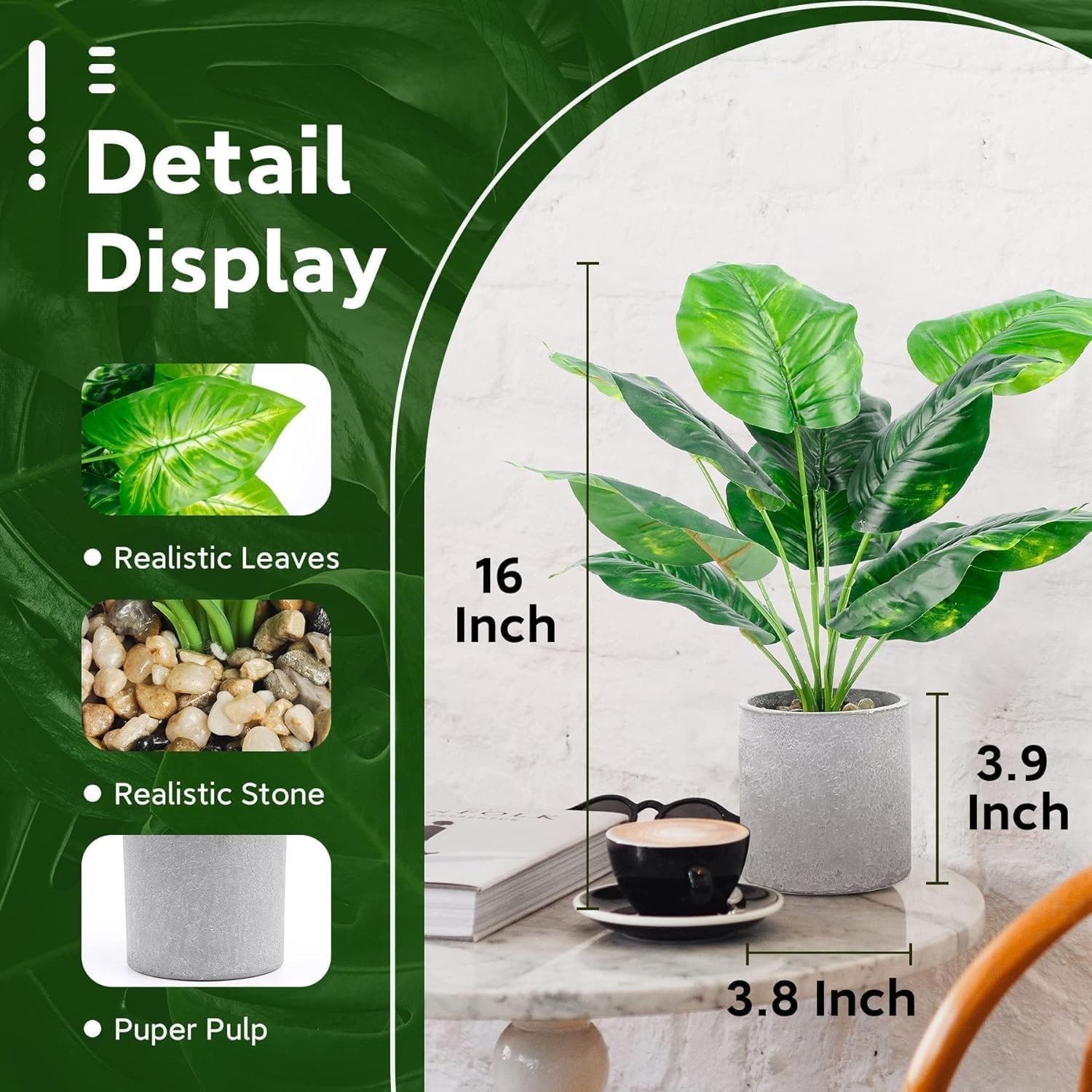 2 Pack Fake Plants Artificial Tropical Faux Plants Indoor for Office Desk Hom…