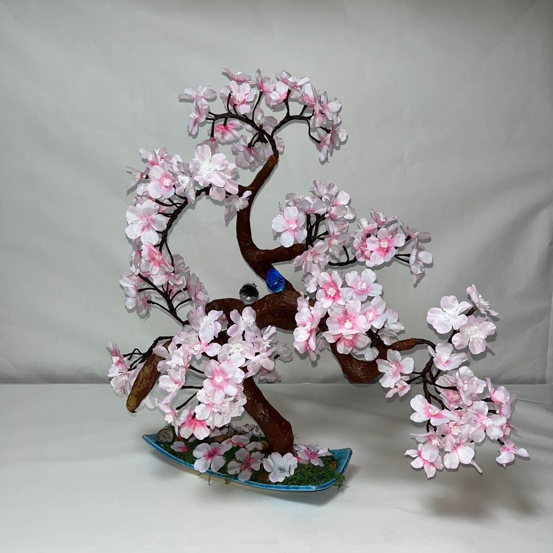 Japanese Cherry Blossom Artificial Flower Bird Ceramic Vase Pink White