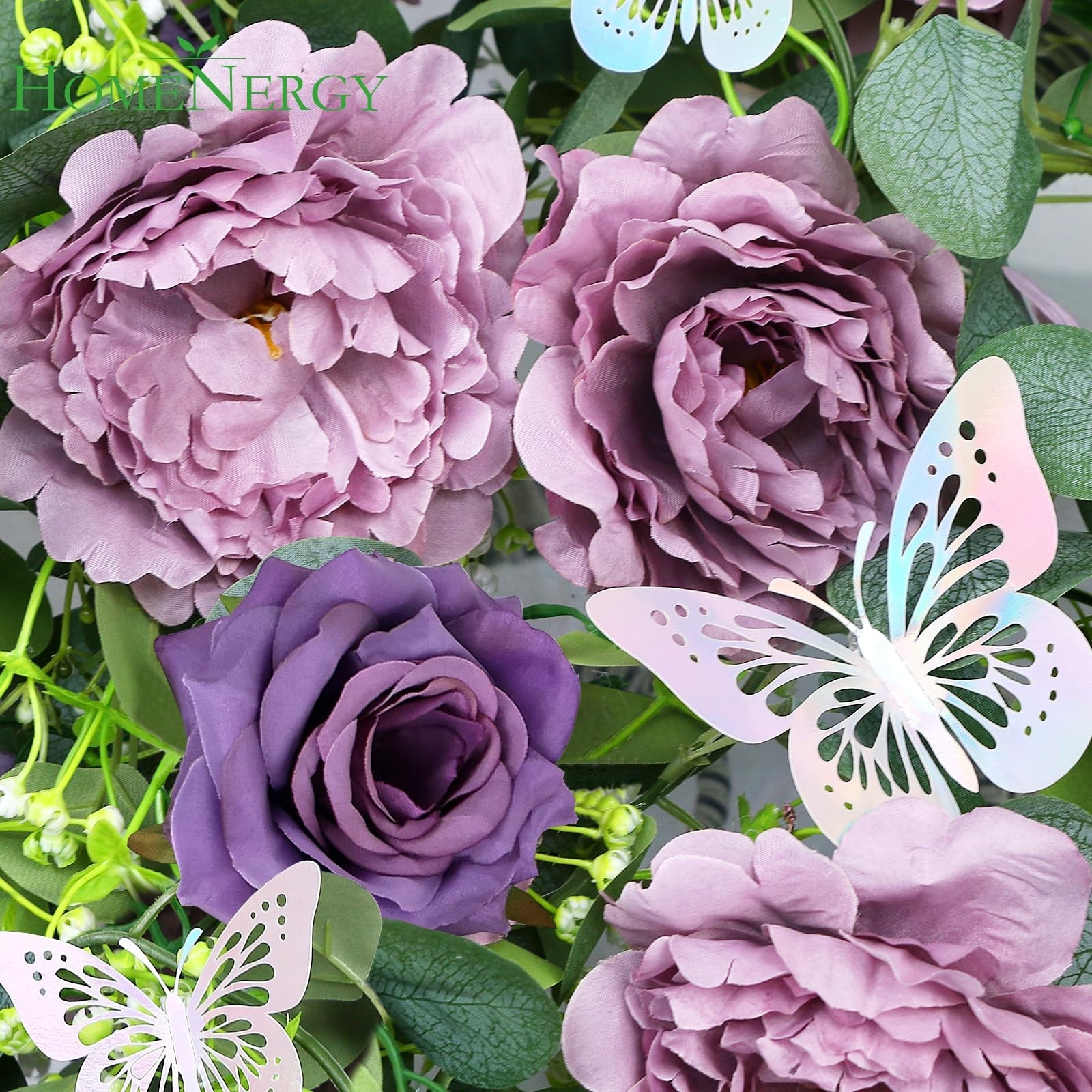 HOMENERGY 4 Pack 5.9 FT Artificial Flower Garland – Light Purple & Purple