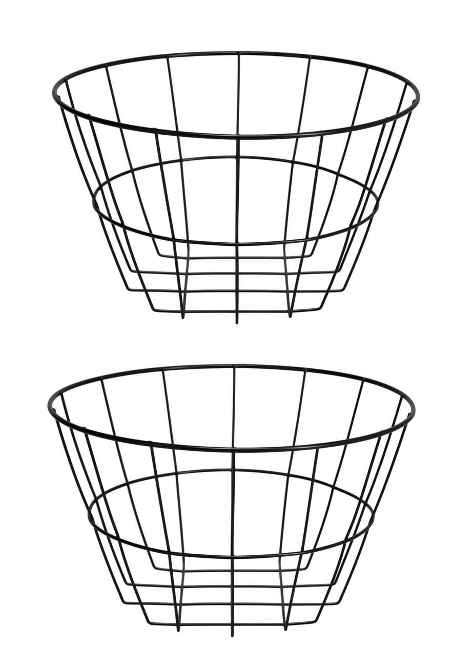 Black Iron Wire Baskets Round pack of 2