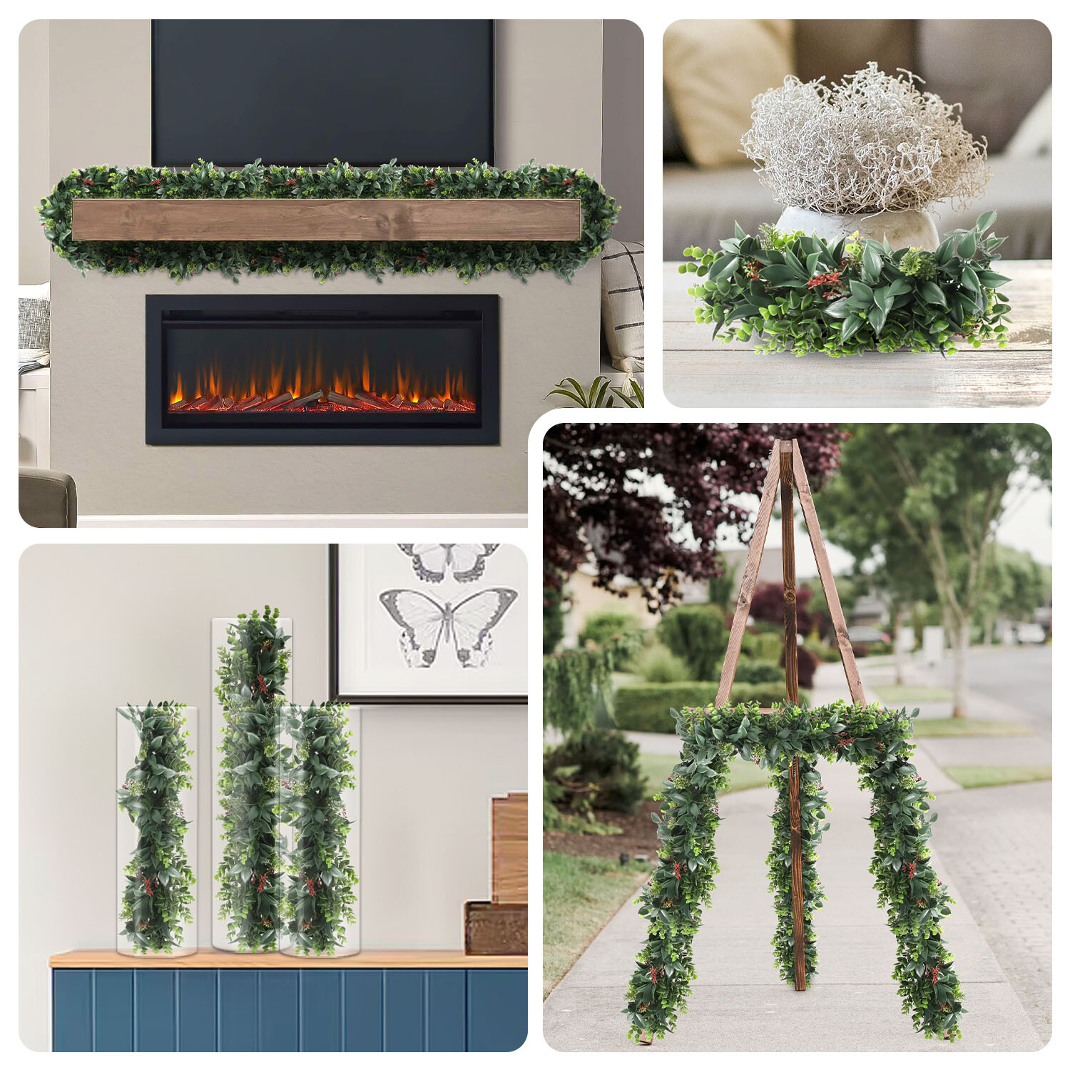 Artificial Vines Red Buds Garland Foliage Plants Trailing Flowers Home Decor