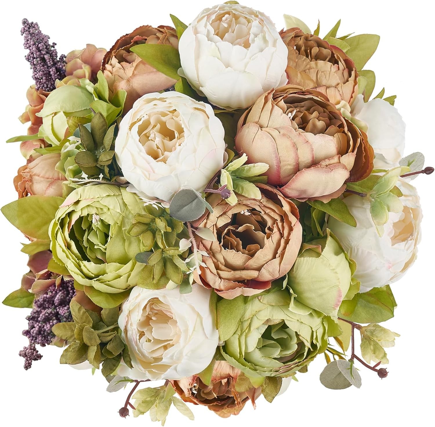 Peonies Artificial Flowers, 2 Packs 13 Stems Faux Peony Flowers Real Touch