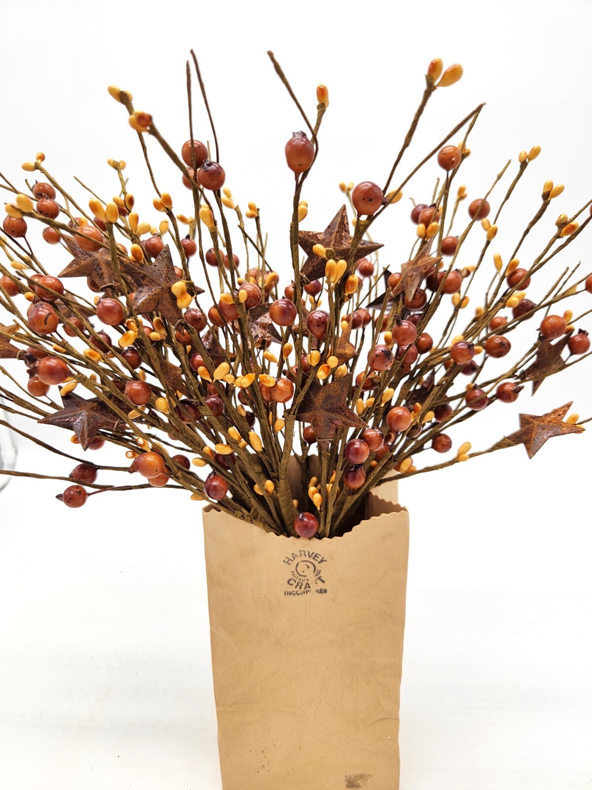Mustard and Brown Color Berry Picks Artificial Berries Spray Home Decor N606