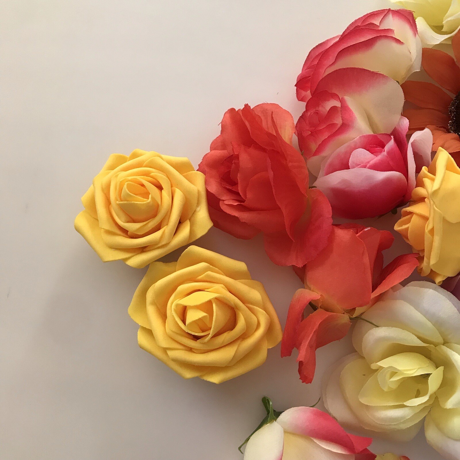 LOT 40 Faux Flowers CRAFT Deconstructed Flowers Fake Rose Foam Fabric Wreath