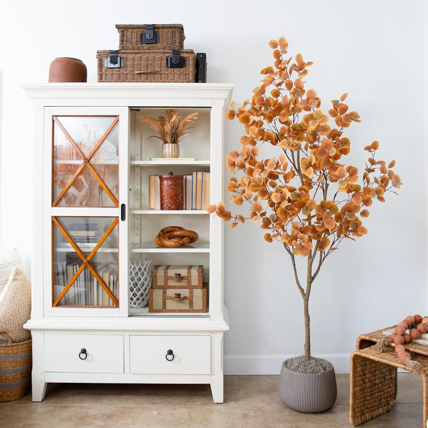 7Ft Artificial Eucalyptus Tree – Stunning Autumn Fall Decor for Any Space