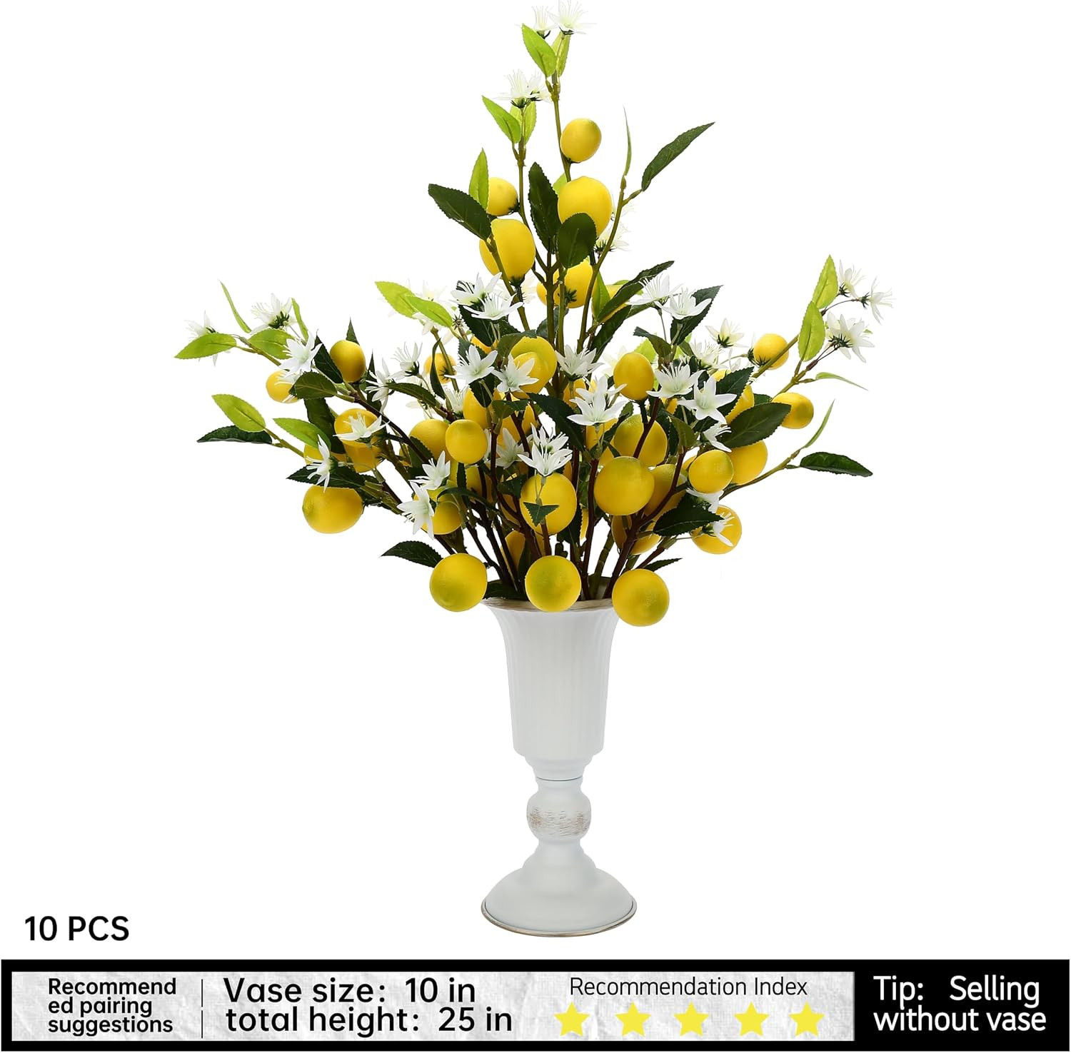 Lifelike 5Pcs Artificial Lemon Flowers, 24 Inch – Perfect for Home & Office Deco