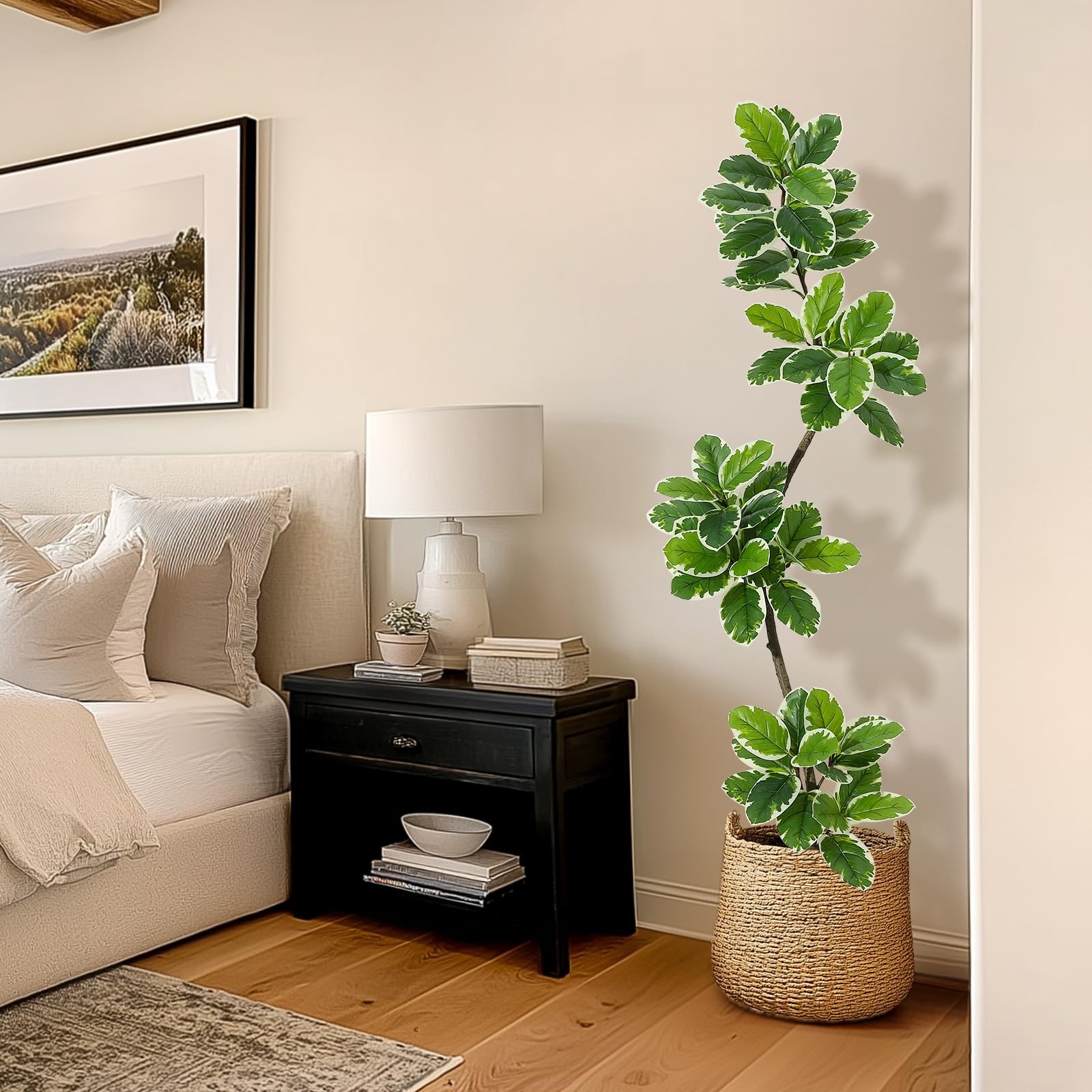 GarveeHome Fiddle Leaf Fig Tree Artificial Indoor Sphere Planter