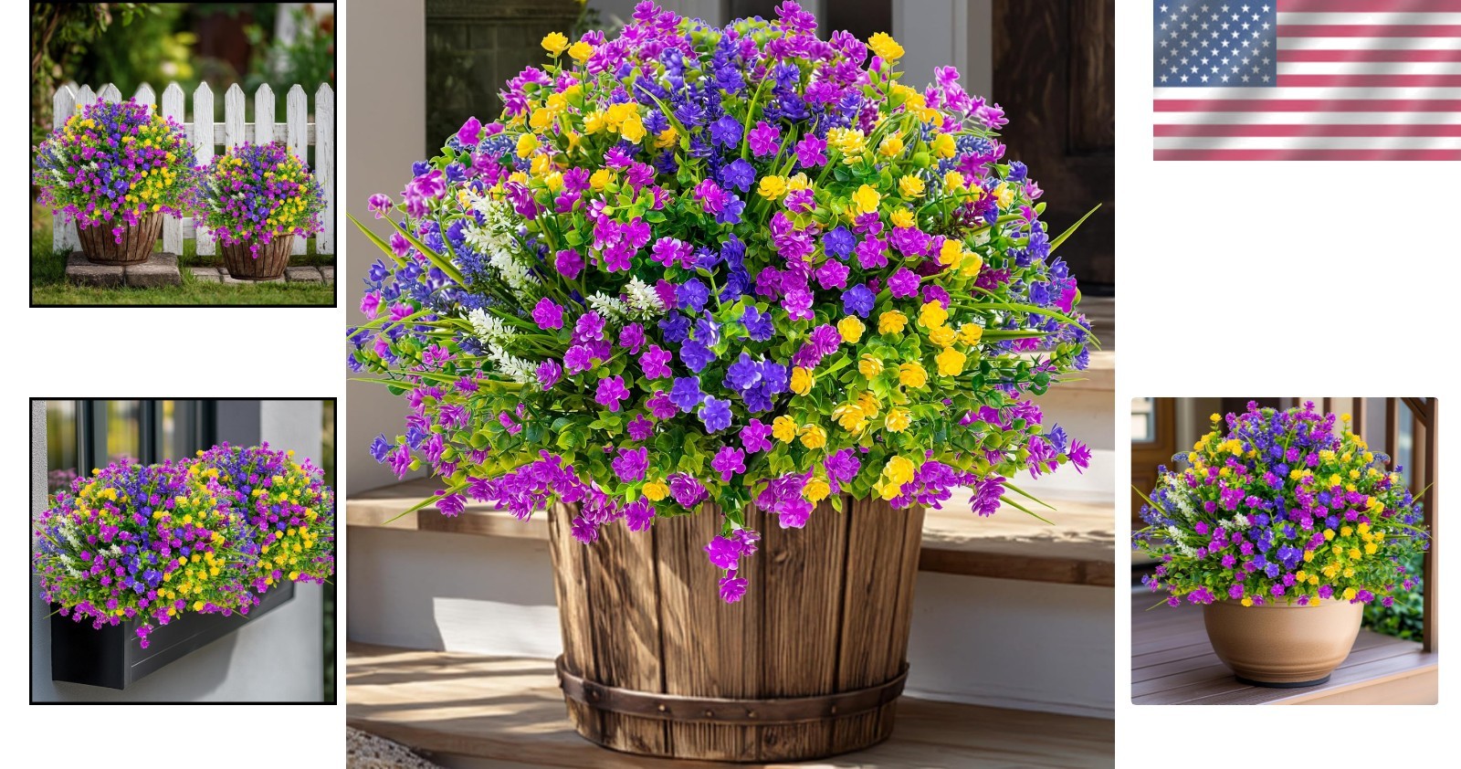 Lifelike Outdoor Faux Flower Bundles – 12 Colorful, UV Resistant Picks