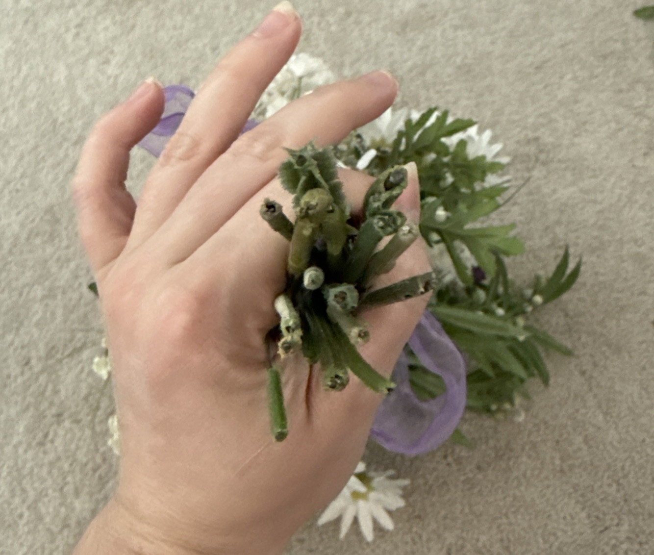 Floral Arrangement Bouquet Flowers Pink Purple White Yellow Green Rustic Wild