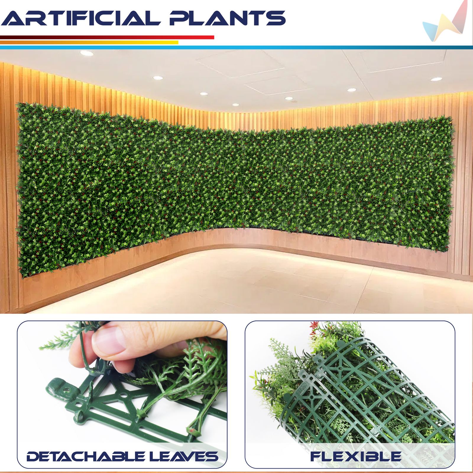 20″x20″ Artificial Faux 3D Mix Leaf Privacy Fence Screen Decor Panel Hedge V16