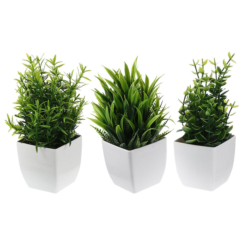 3pcs Artificial Green Plants Small Fake Plants in Pots Lifelike Potted Plants