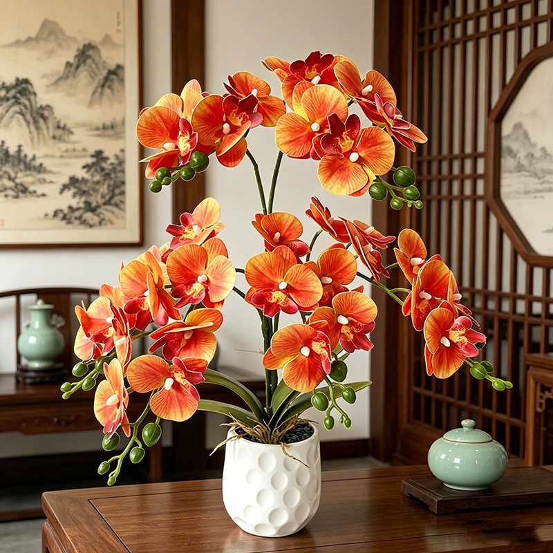 45cm Tall Faux Phalaenopsis Orchid with 36 Blooms for Decorative Display