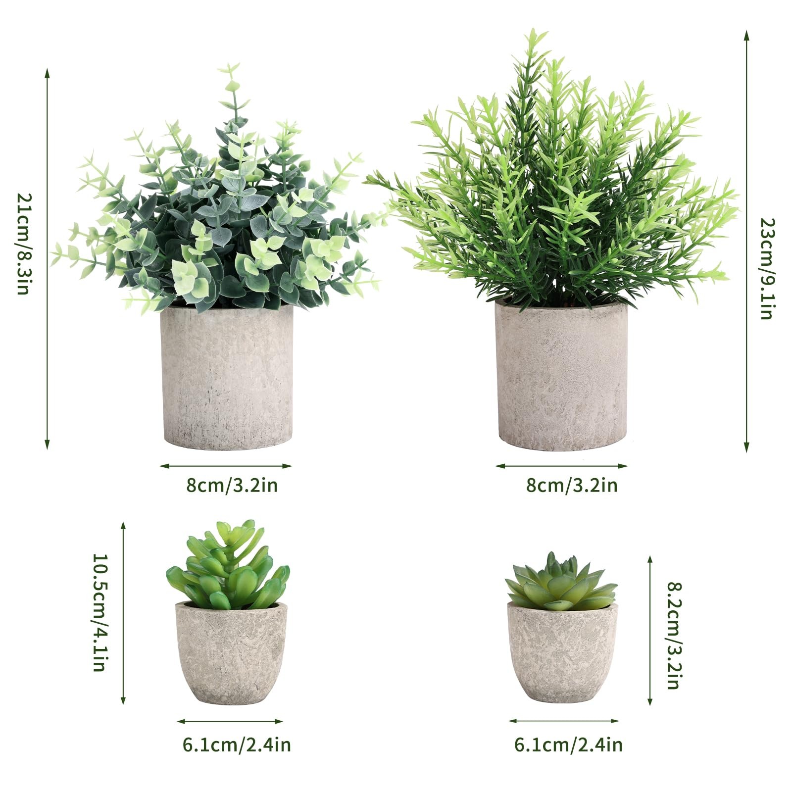 4 Pack Small Fake Plants Eucalyptus Rosemary Succulents Plants Artificial in …