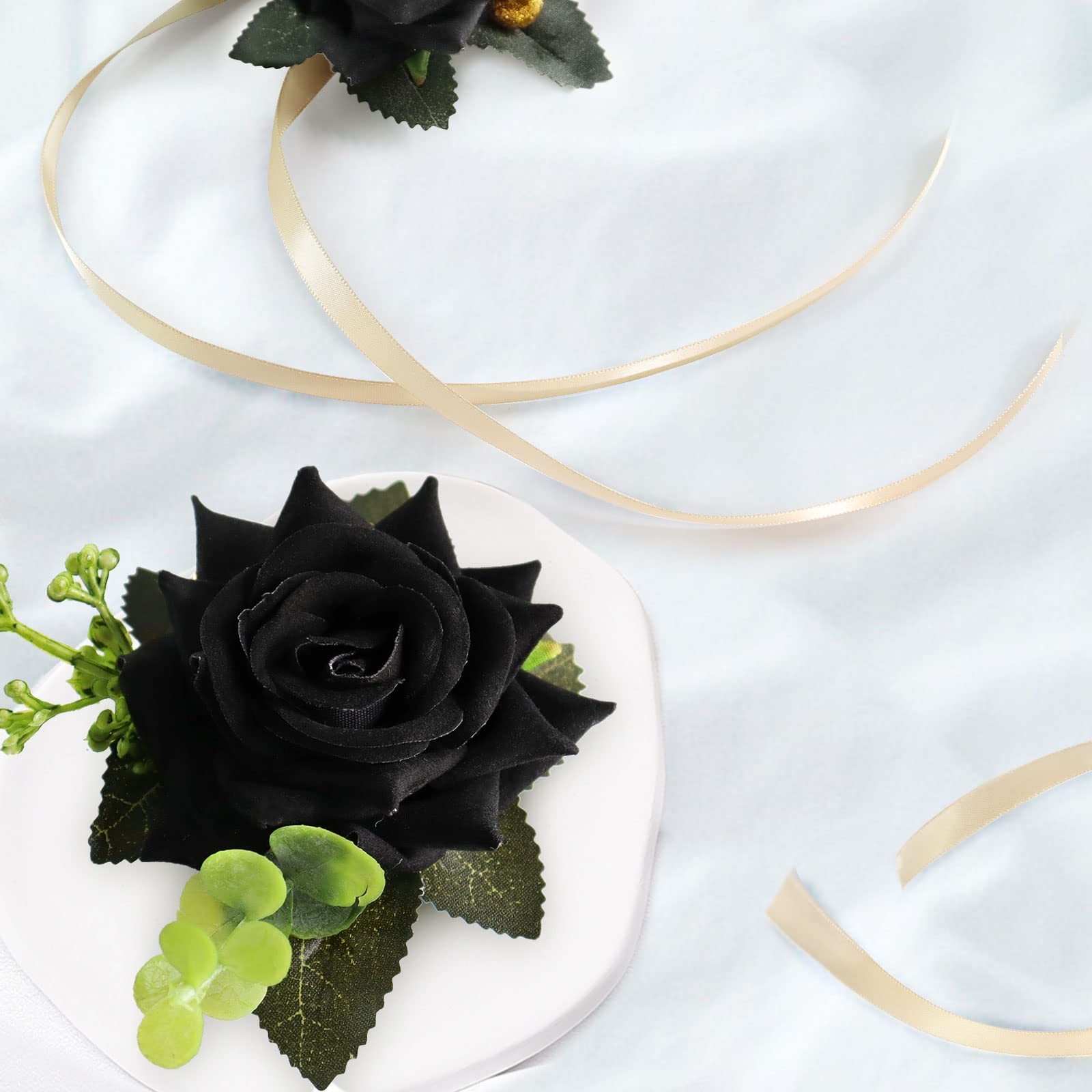White Pink Wine Red Rose Wrist Corsage Boutonnieres for Best Bridesmaid Groom…