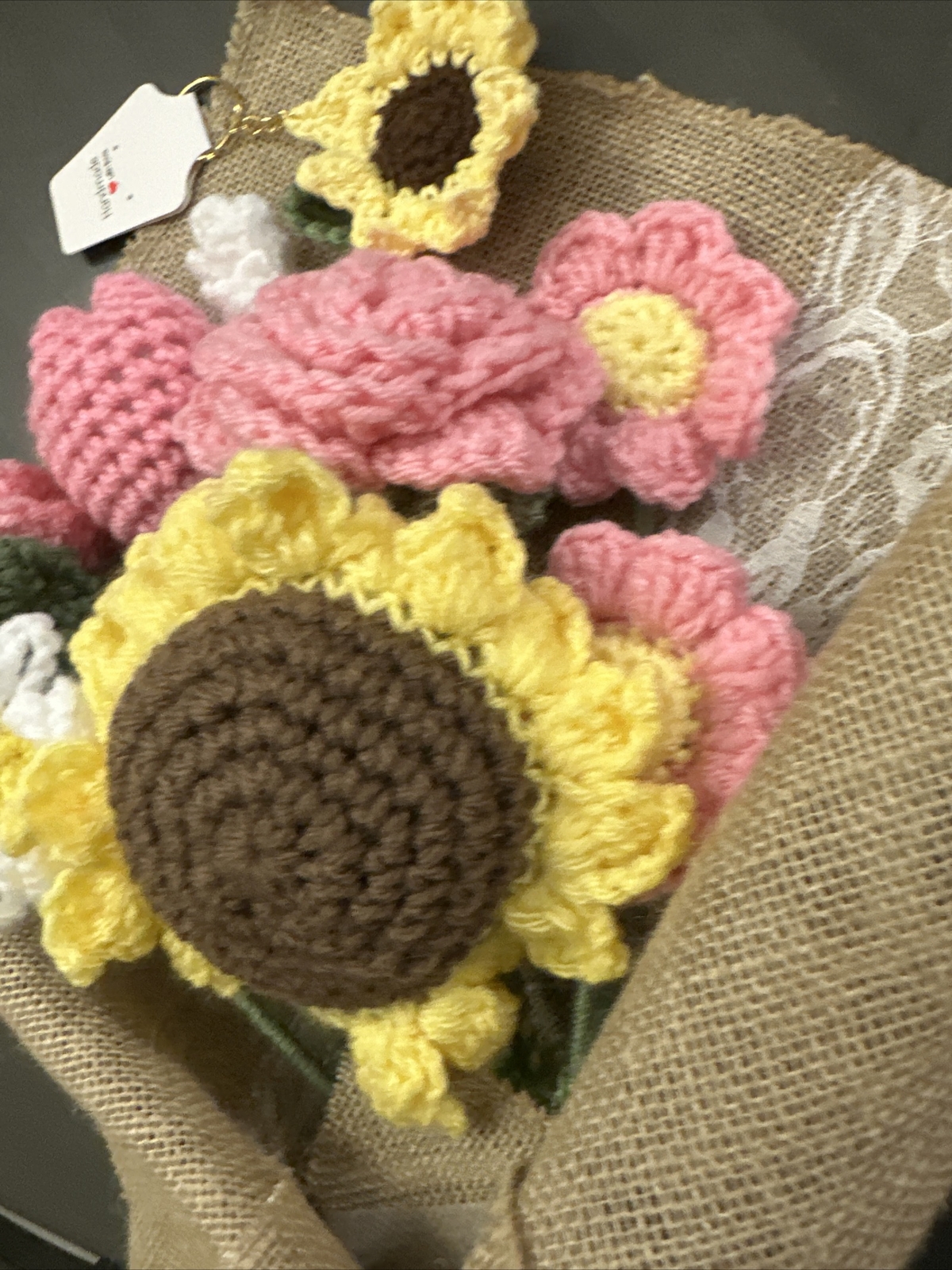 BEAUTIFUL Handmade Knitted Bouquet Crochet Flowers Sunflower, Daisy & Rose New